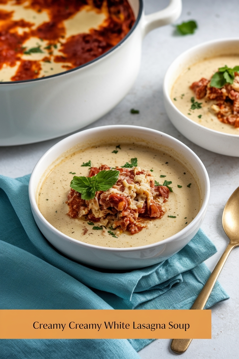 creamy white lasagna soup