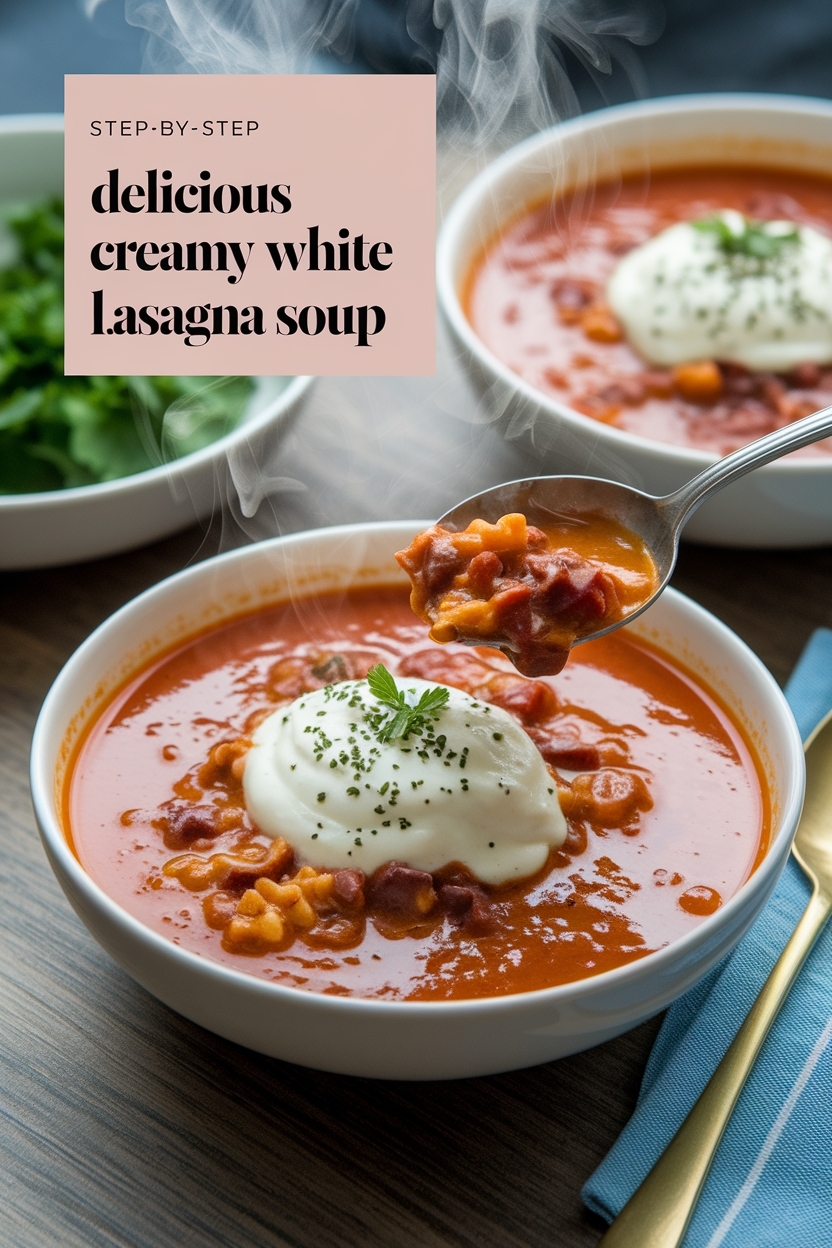creamy white lasagna soup