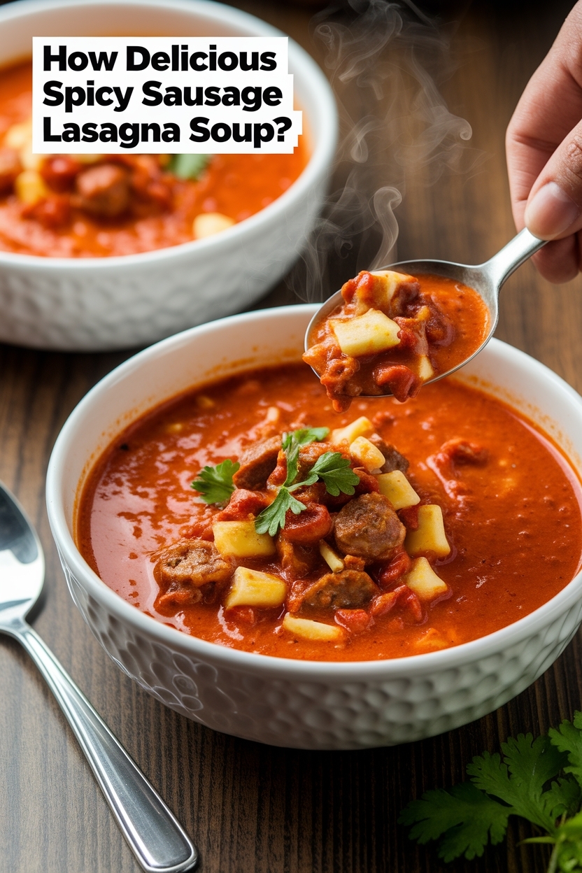 spicy sausage lasagna soup