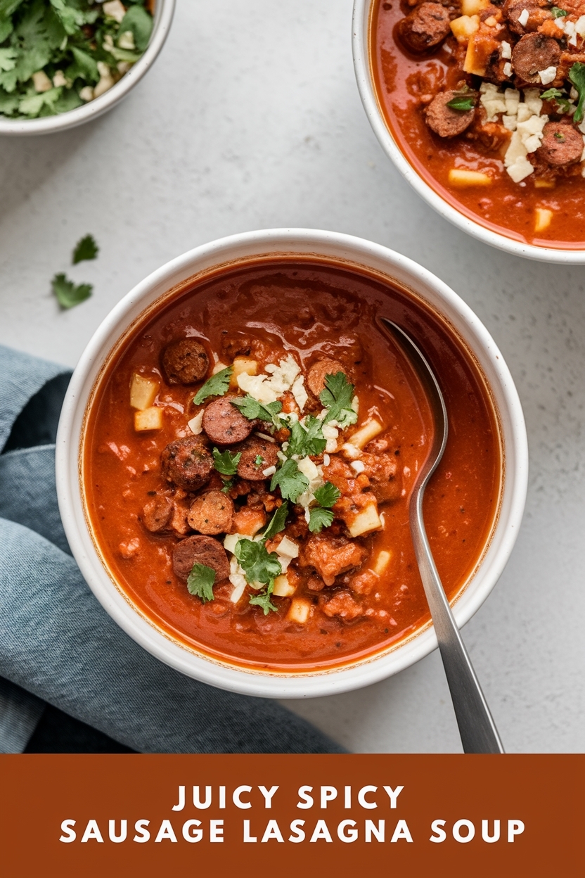 spicy sausage lasagna soup