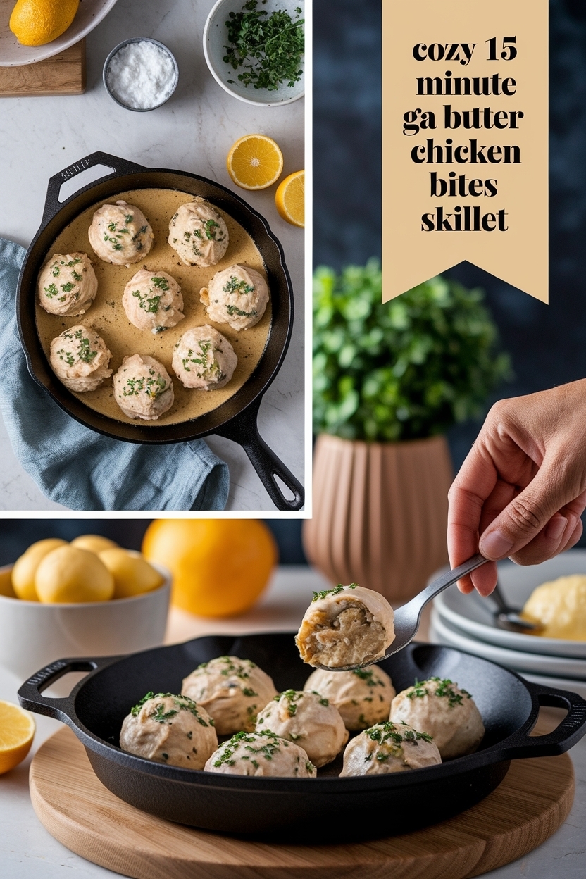 15 minute garlic butter chicken bites skillet