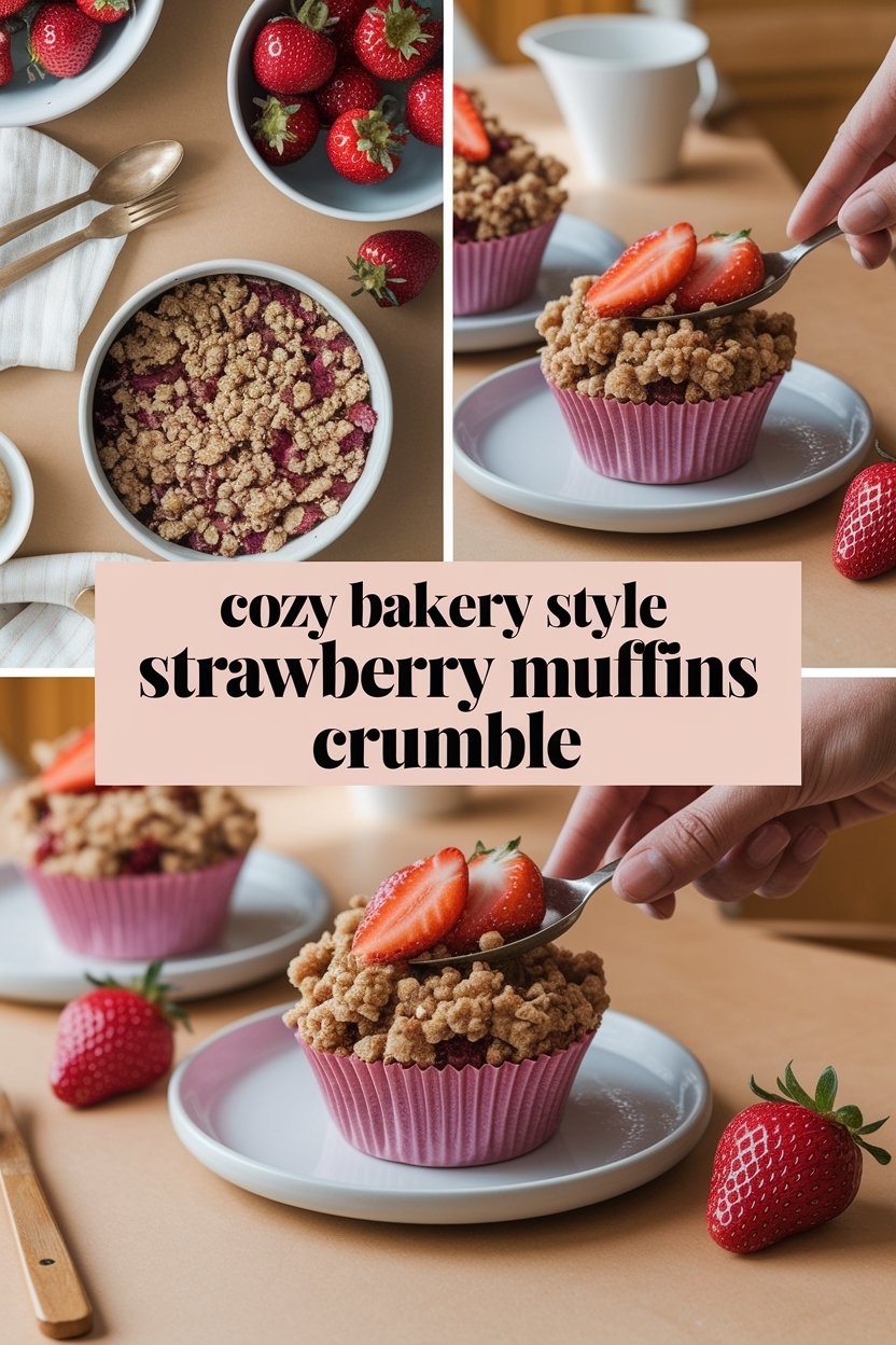 bakery style strawberry muffins crumble