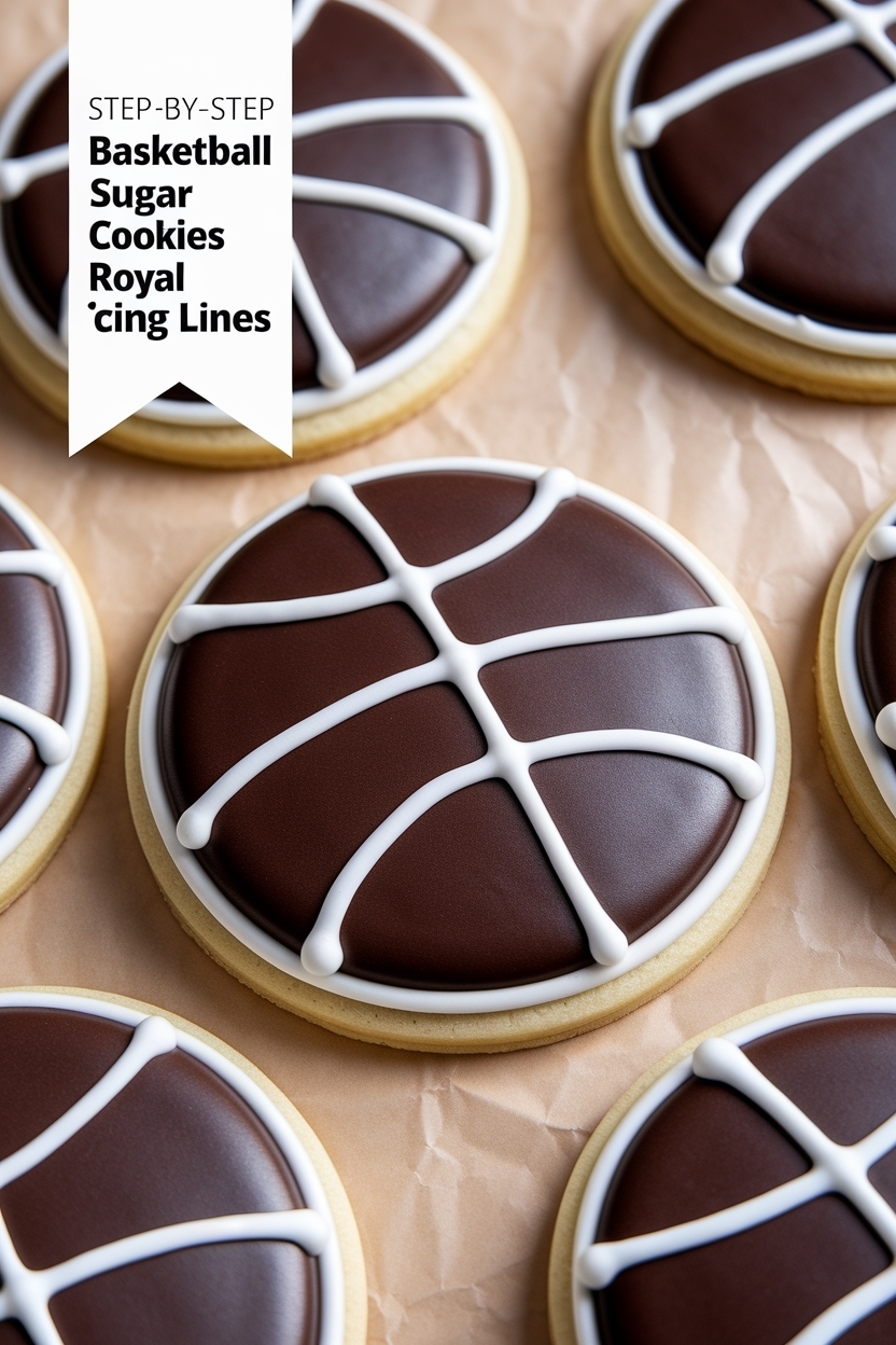 basketball sugar cookies royal icing lines