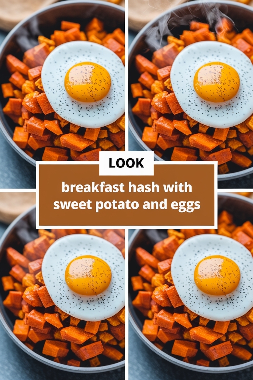 breakfast hash with sweet potato and eggs