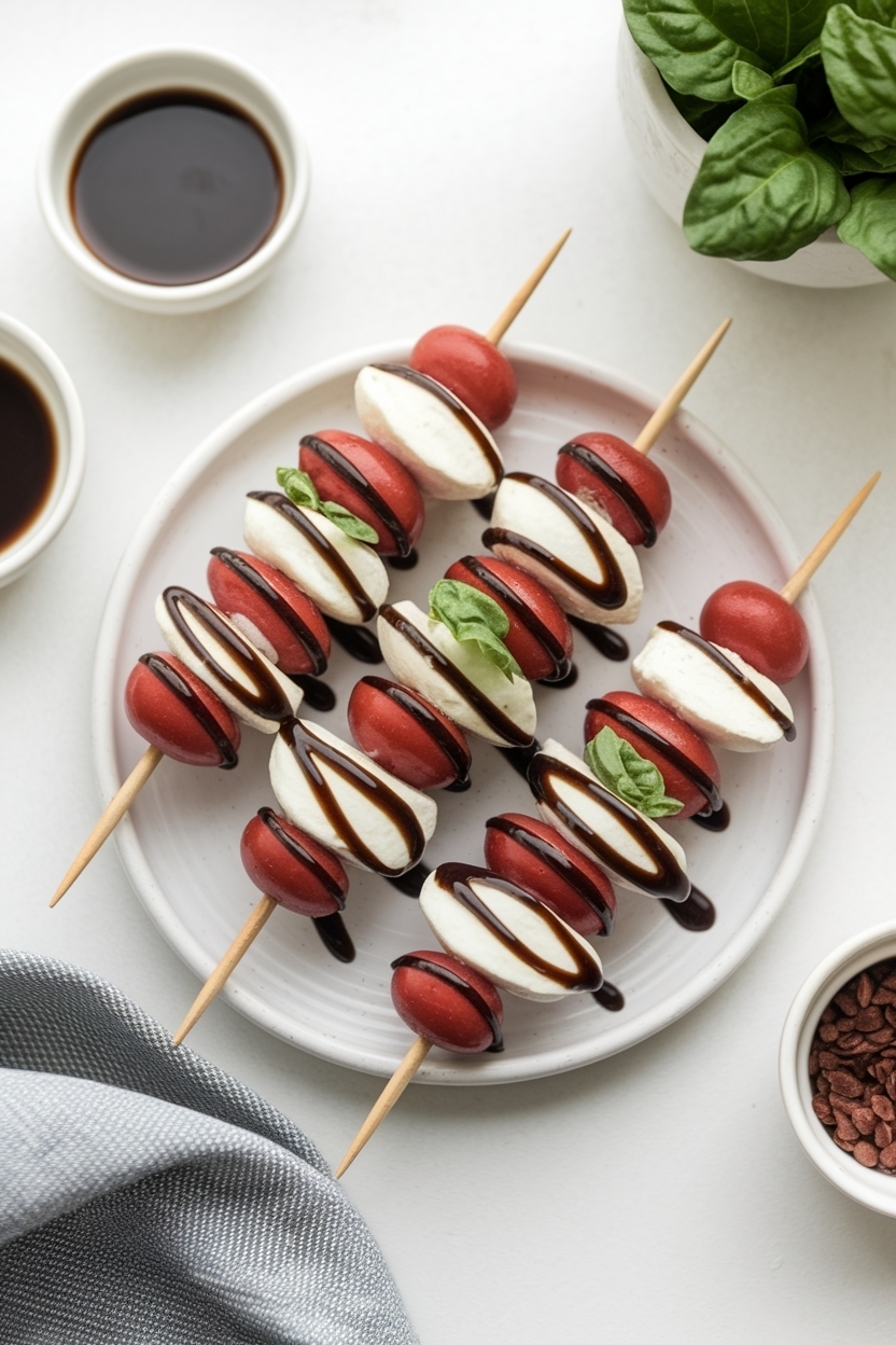 caprese skewers balsamic glaze toothpicks