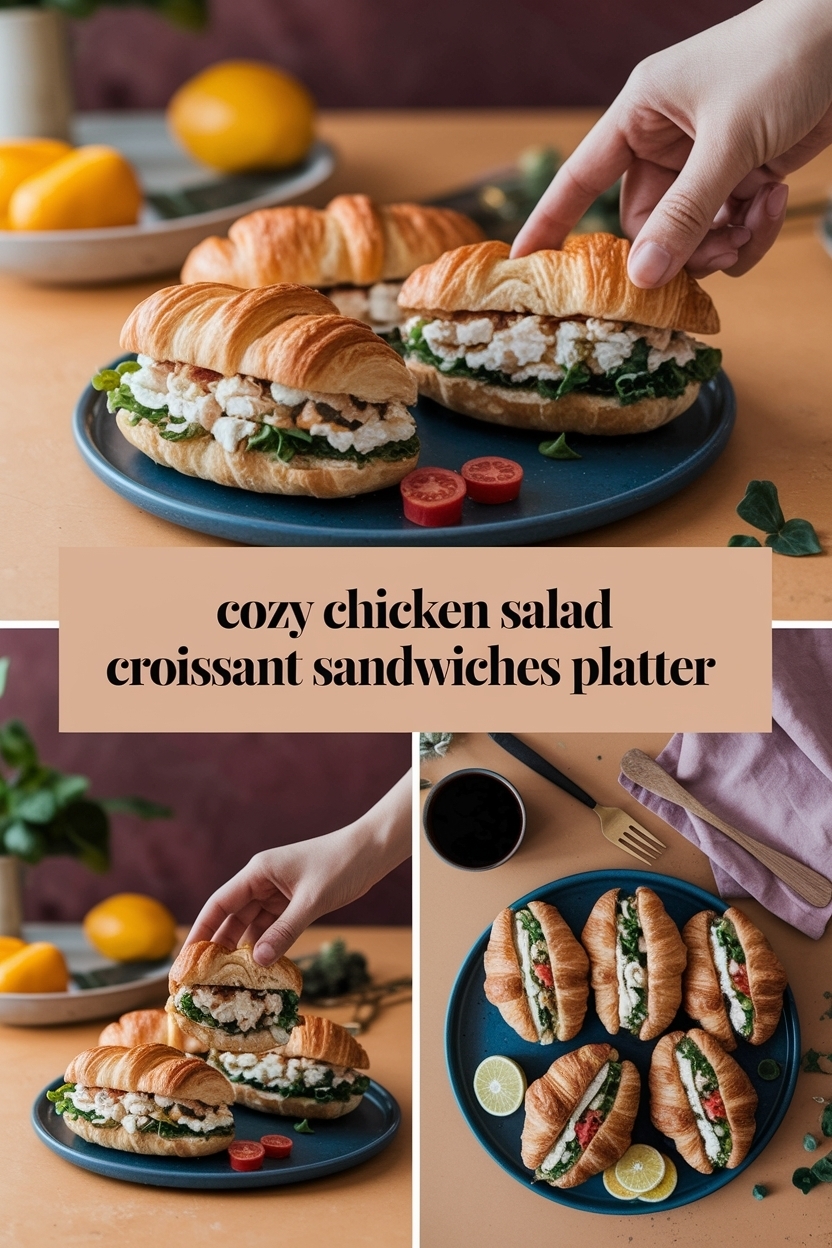 chicken salad croissant sandwiches platter