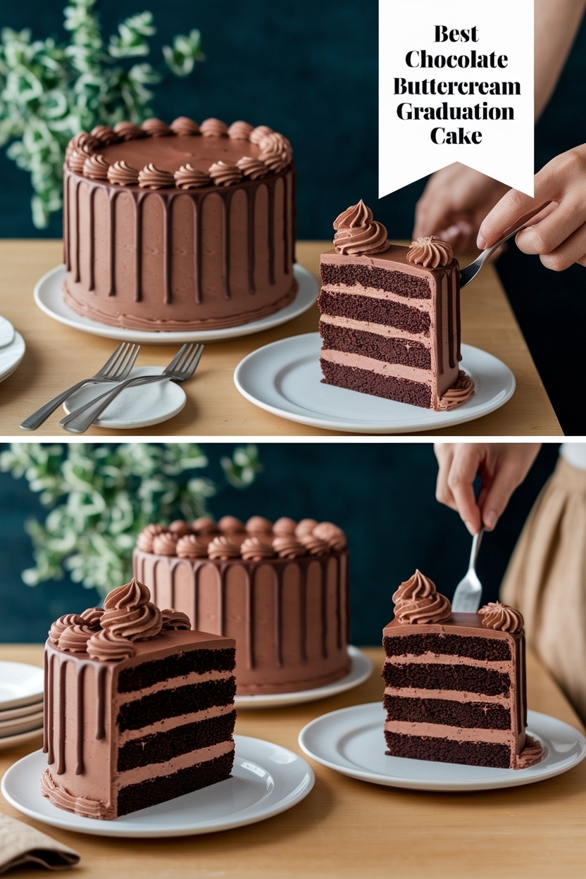 chocolate buttercream graduation cake