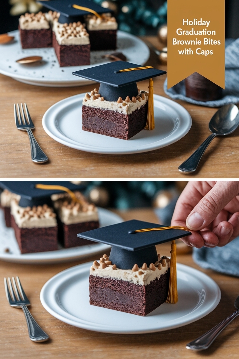graduation brownie bites with caps