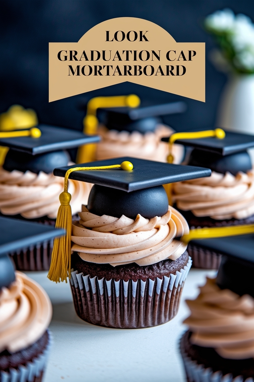 graduation cap cupcakes mortarboard