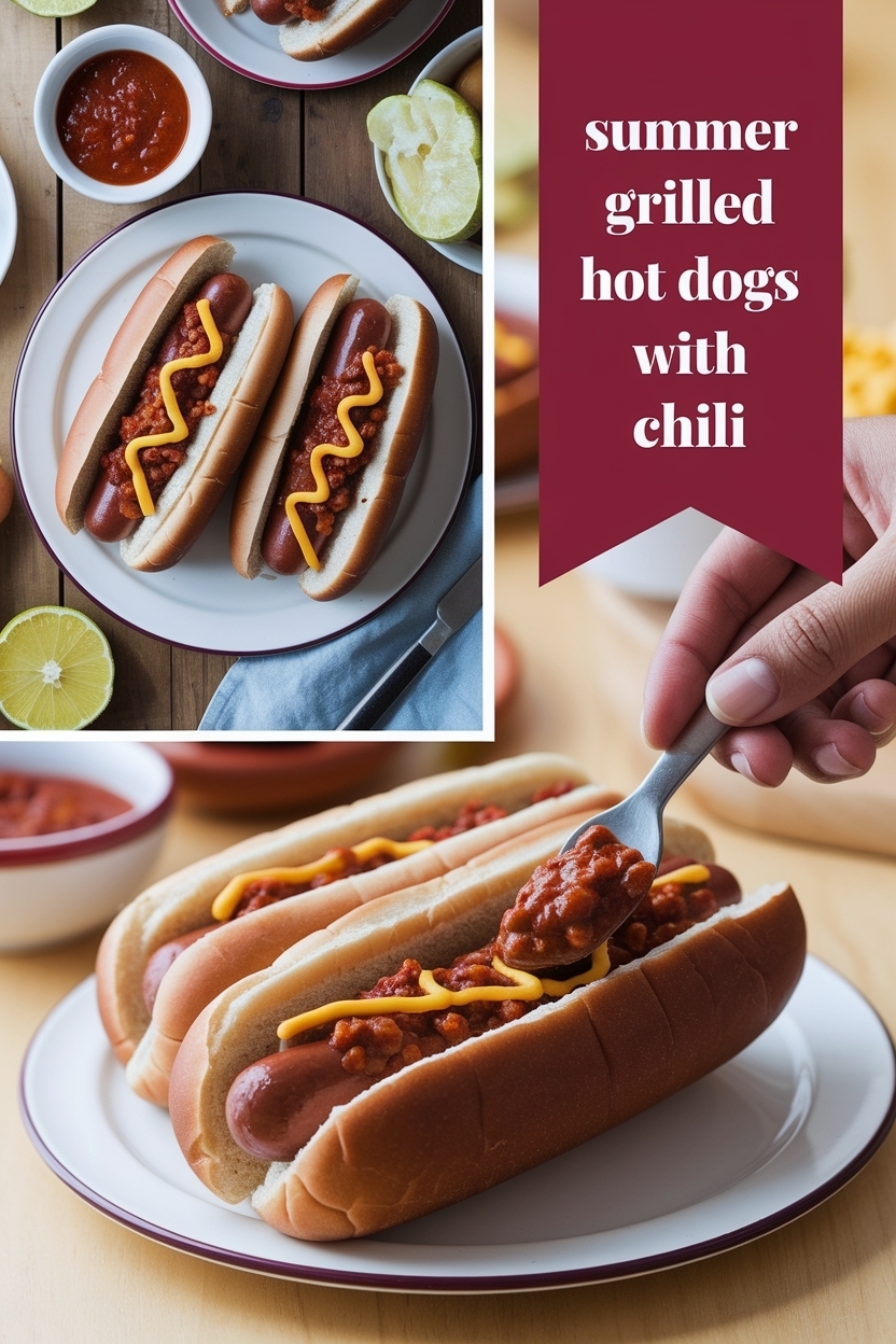 grilled hot dogs with chili