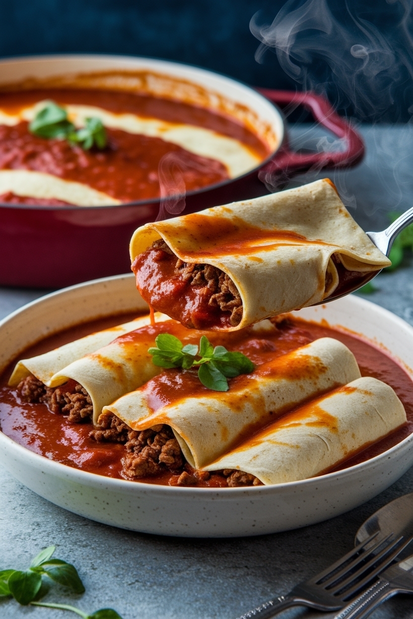 ground beef enchiladas red sauce 9x13