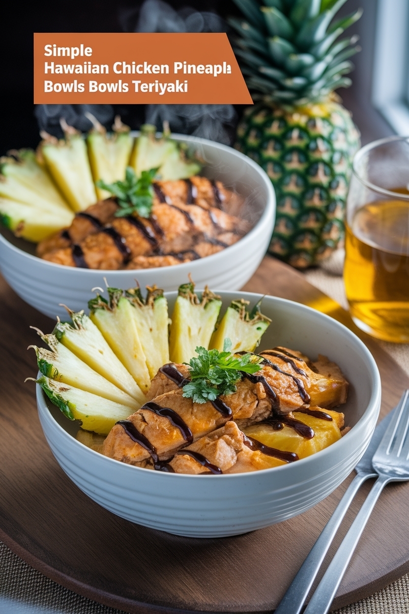 hawaiian chicken pineapple bowls teriyaki