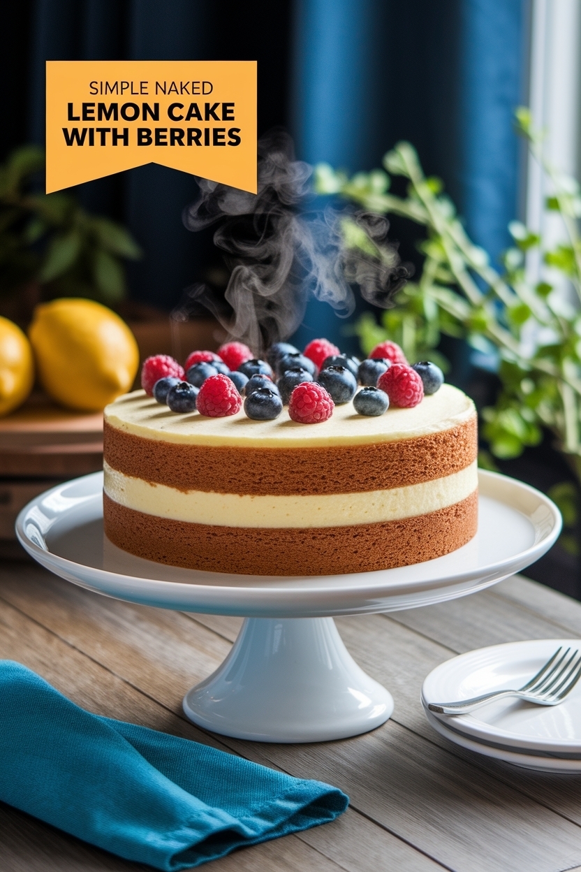 naked lemon cake with berries