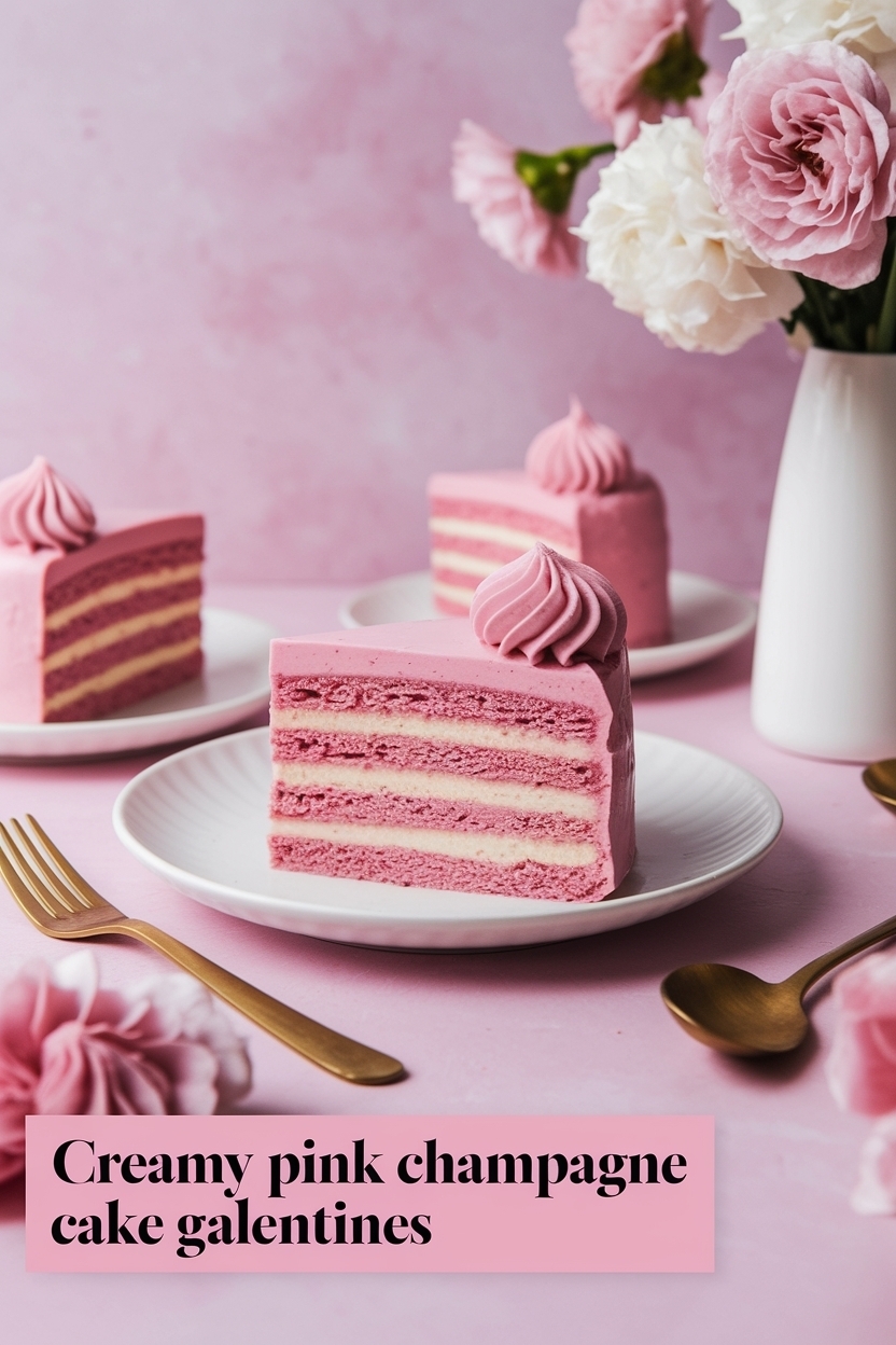 pink champagne cake galentines