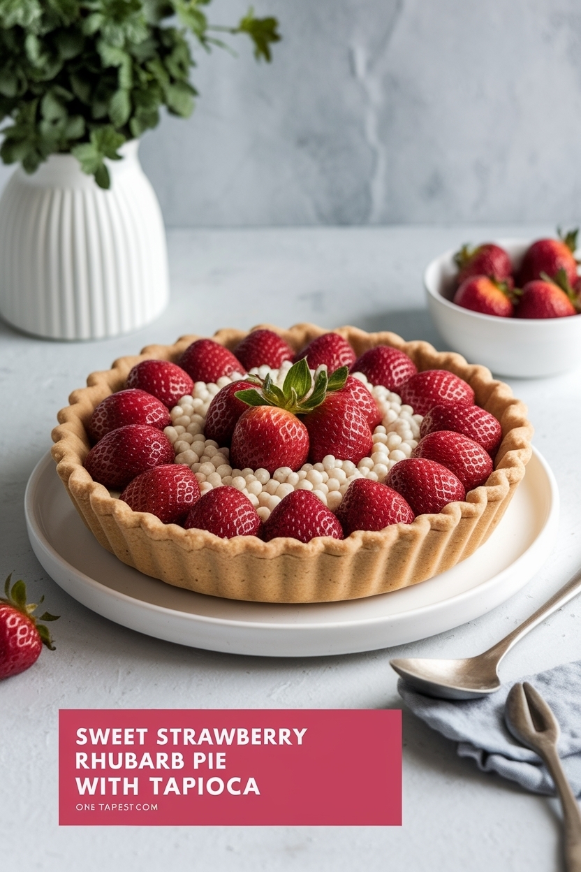 strawberry rhubarb pie with tapioca