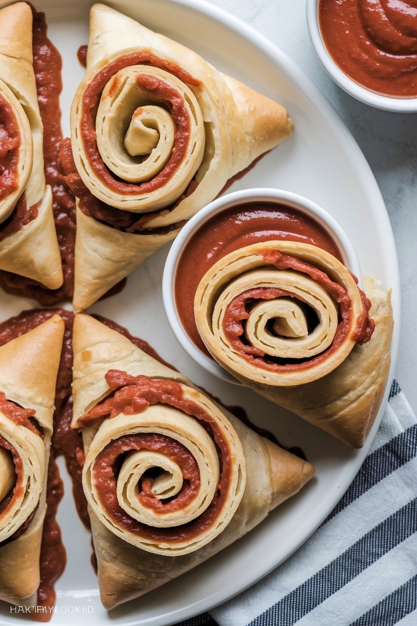 pizza crescent roll pinwheels marinara
