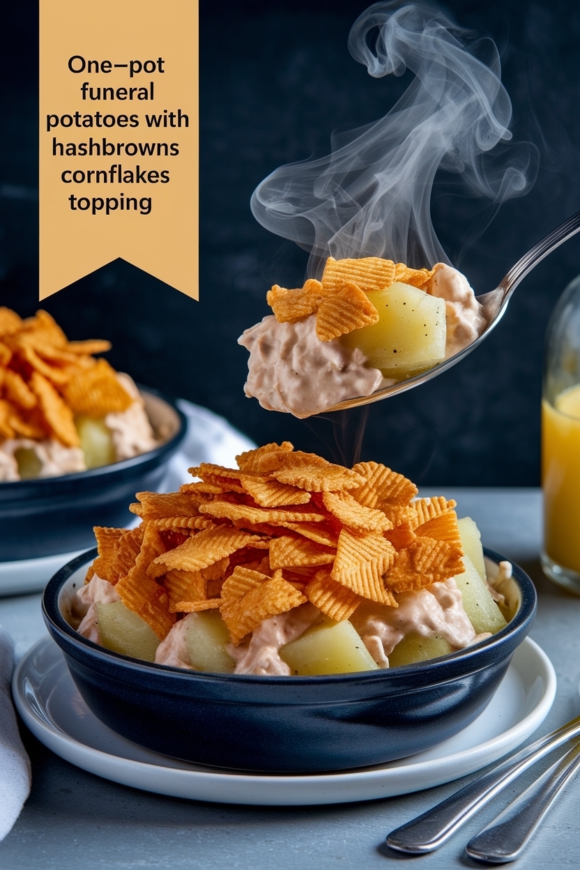 funeral potatoes with hashbrowns cornflakes topping
