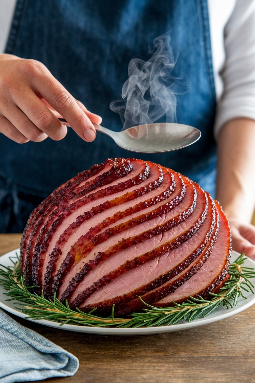 spiral ham in oven 275 with foil glaze