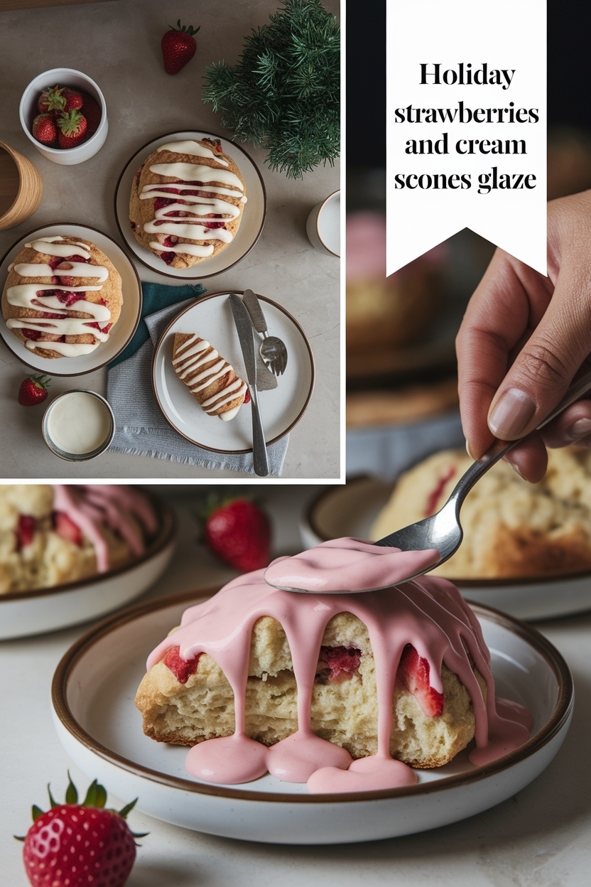 strawberries and cream scones glaze
