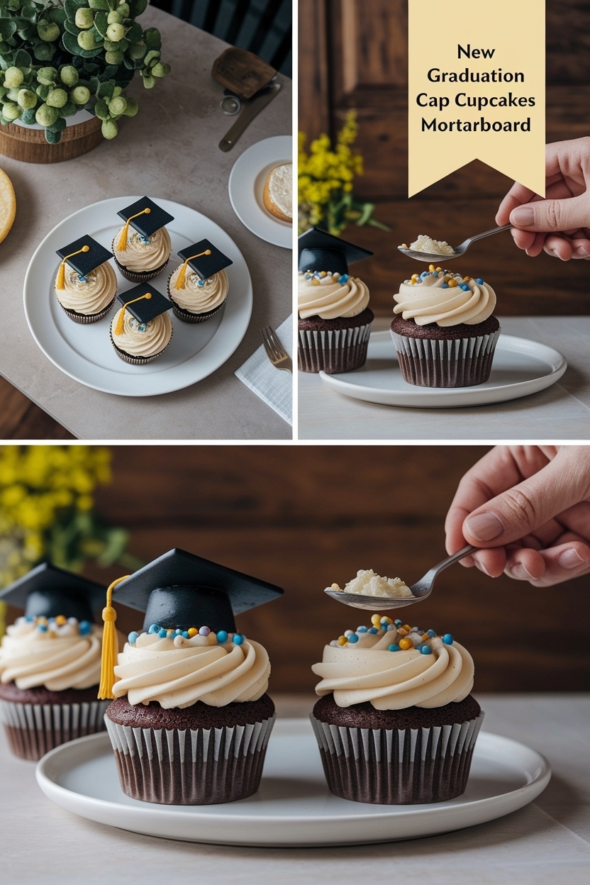 graduation cap cupcakes mortarboard