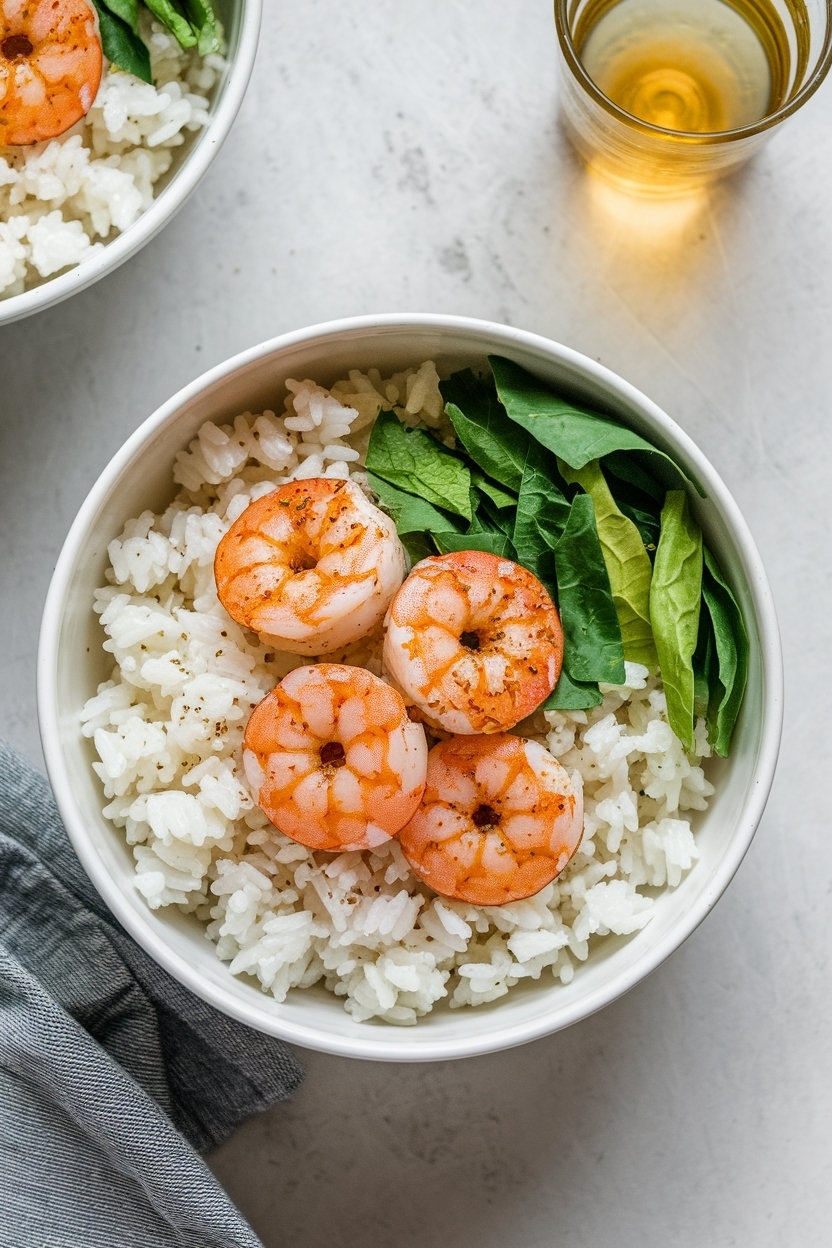 garlic butter shrimp rice bowl