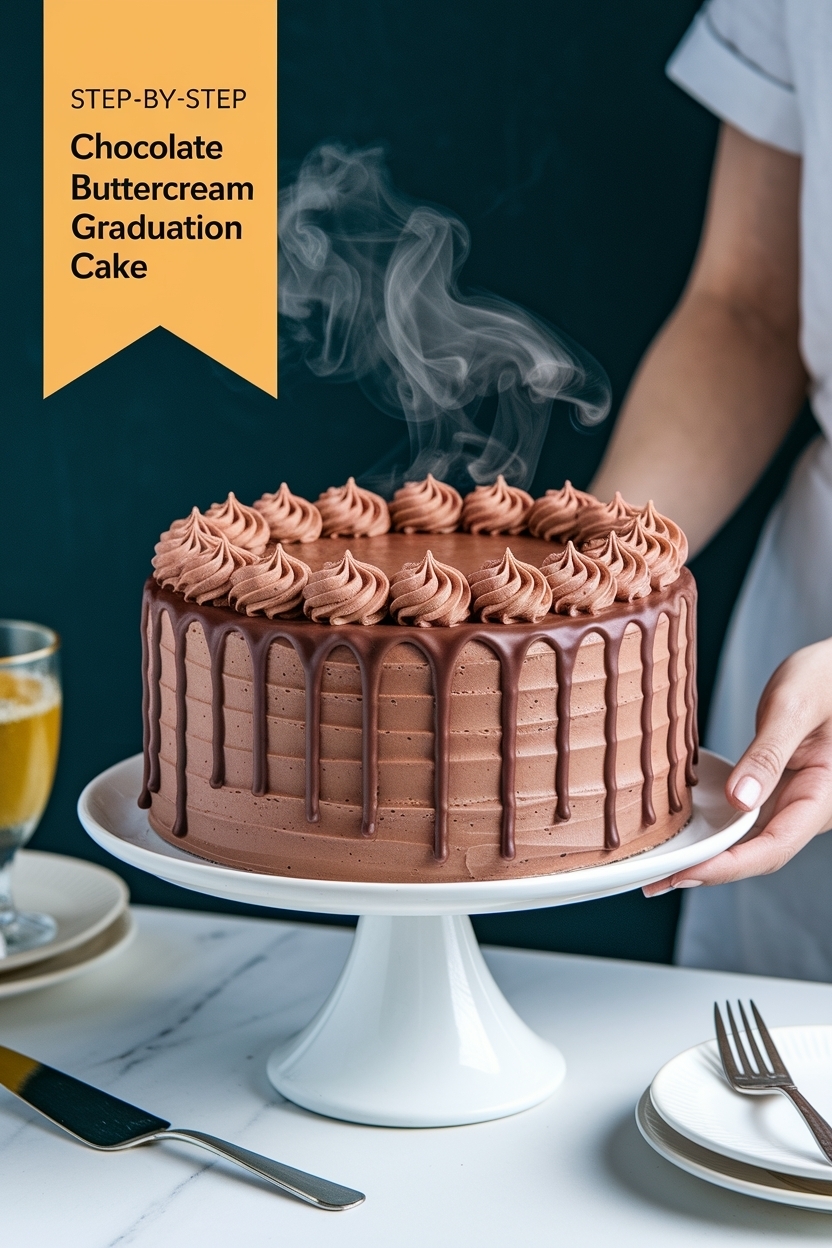 chocolate buttercream graduation cake