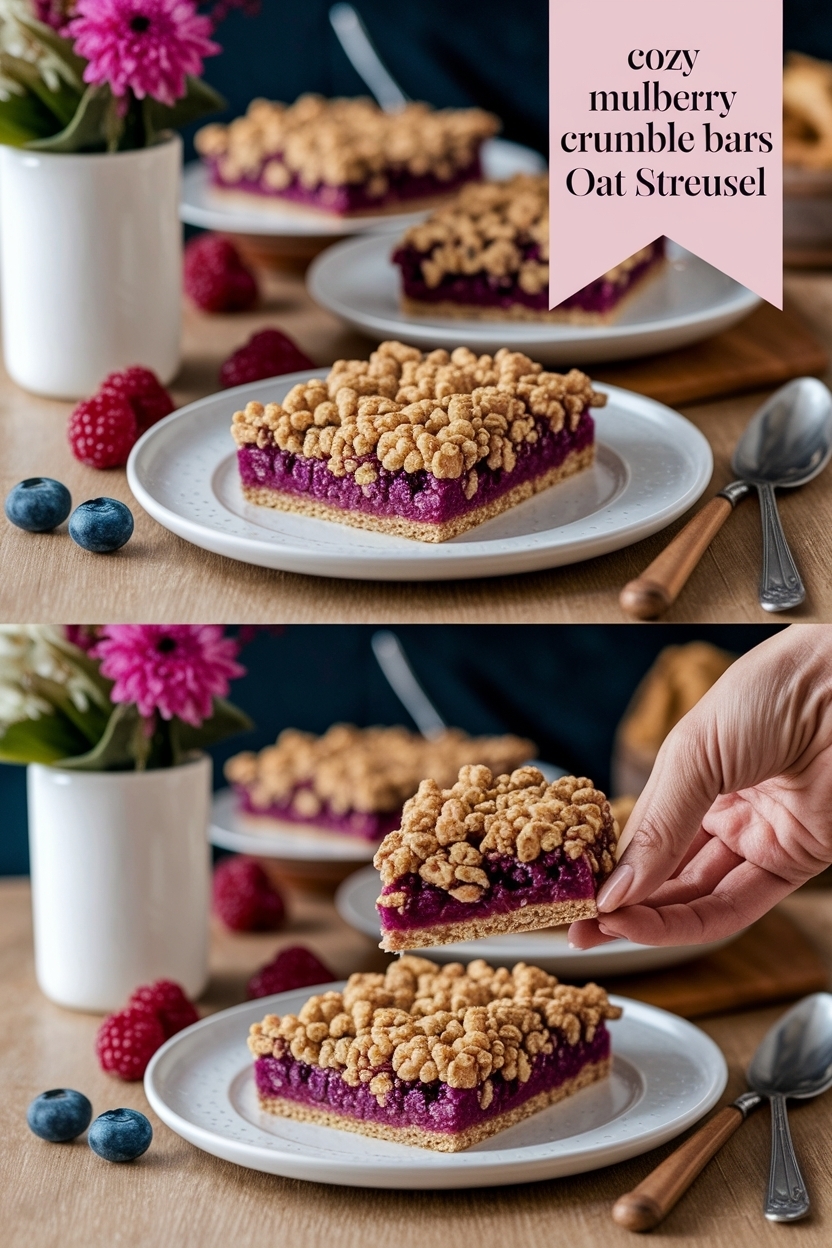 mulberry crumble bars oat streusel