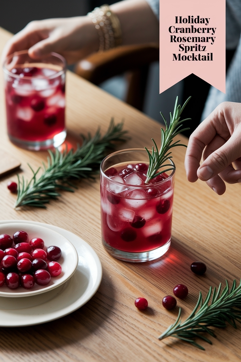 cranberry rosemary spritz mocktail