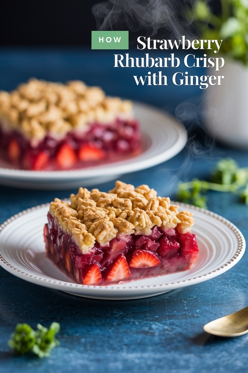 strawberry rhubarb crisp with ginger