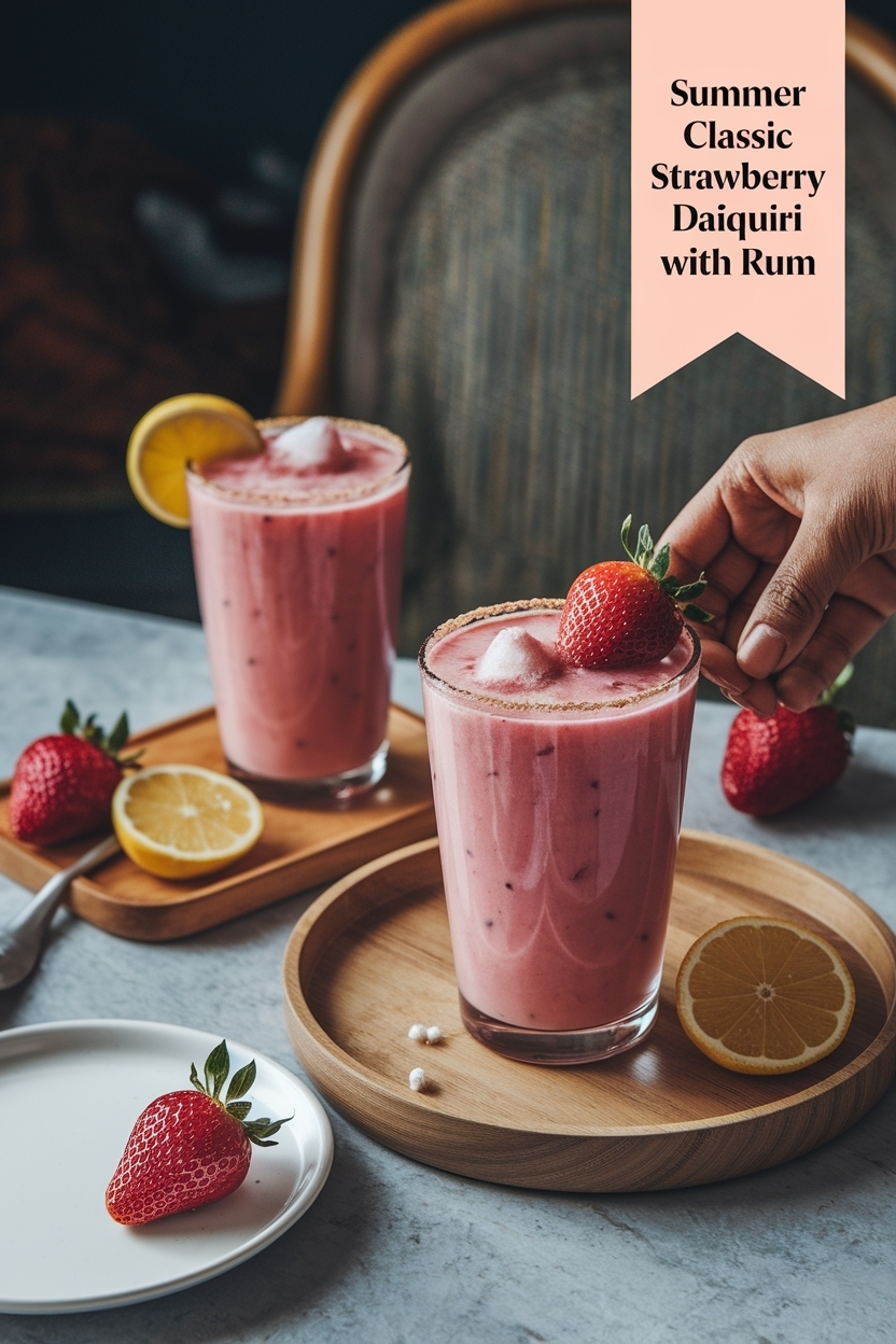 classic frozen strawberry daiquiri with rum