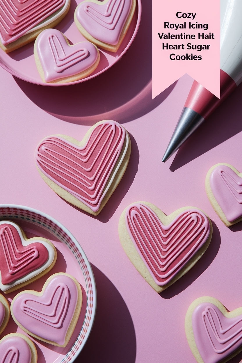 royal icing valentine heart sugar cookies