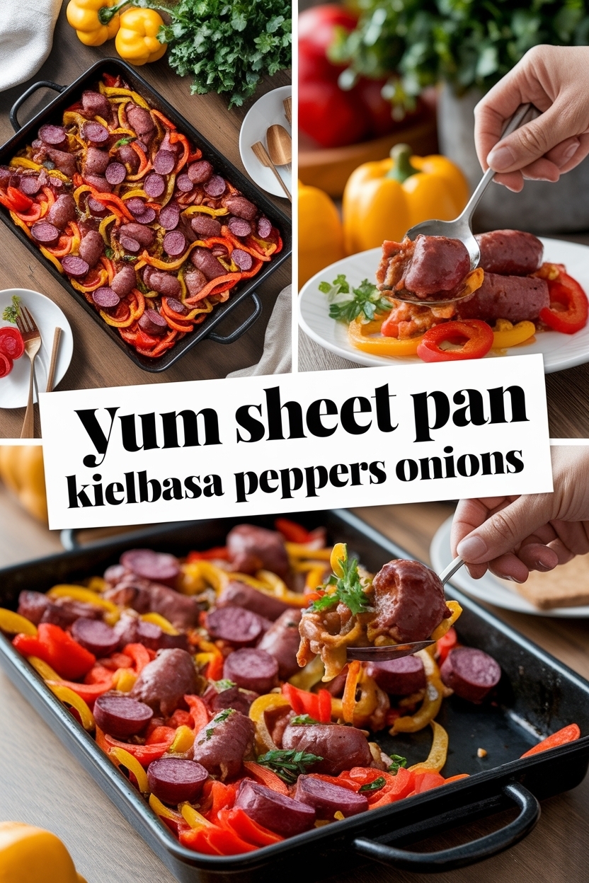 sheet pan kielbasa peppers onions