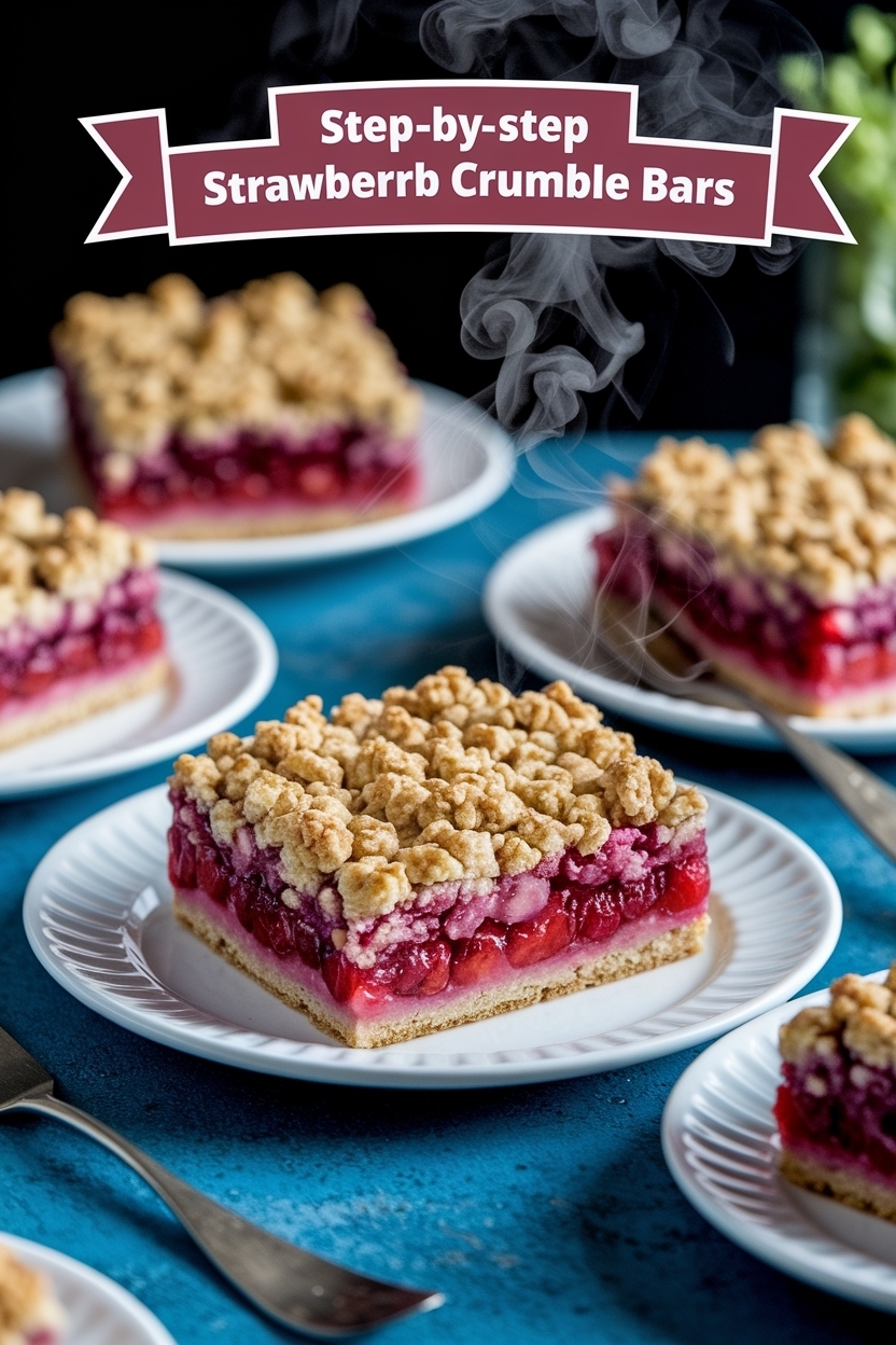 strawberry rhubarb crumble bars