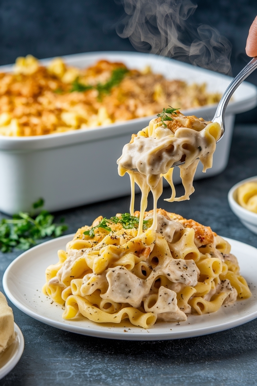 chicken alfredo pasta bake recipe