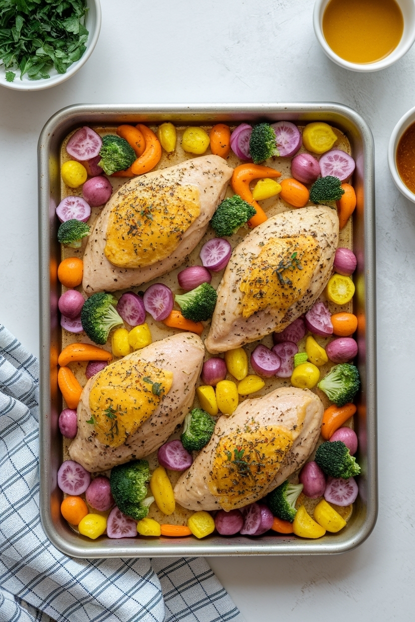sheet pan honey mustard chicken vegetables