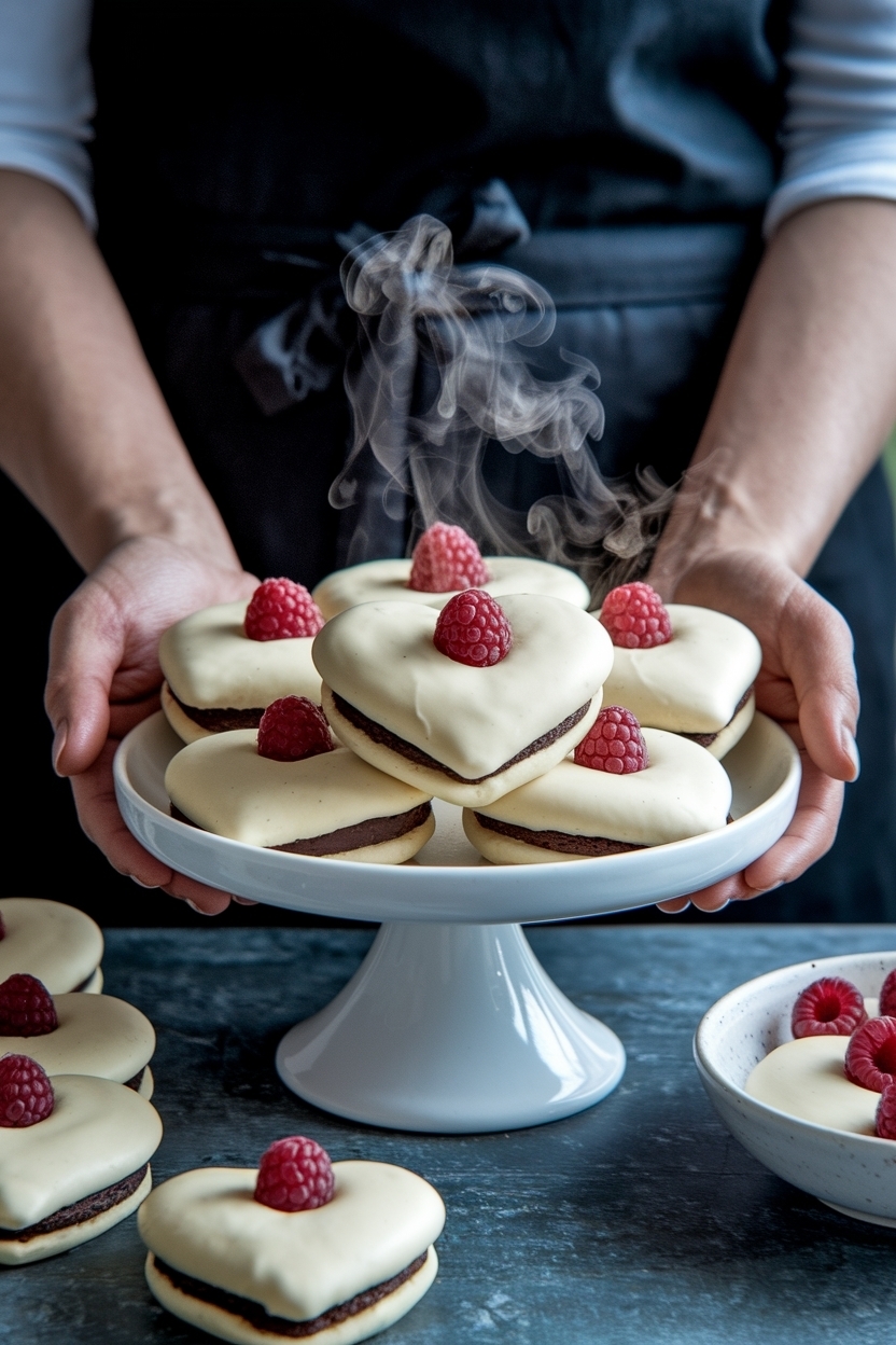 white chocolate raspberry cookies hearts