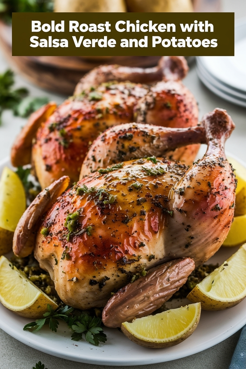 roast chicken with salsa verde and potatoes