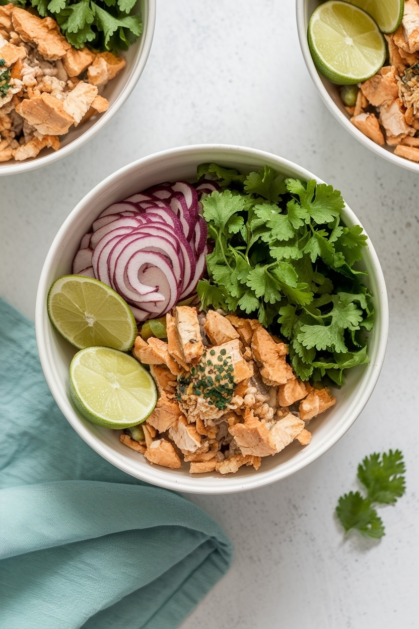 high protein chicken burrito bowl meal prep