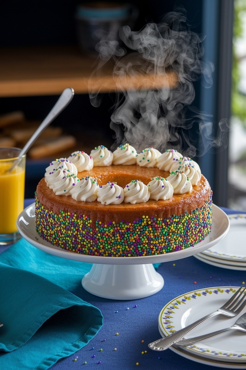 mardi gras king cake with cream cheese