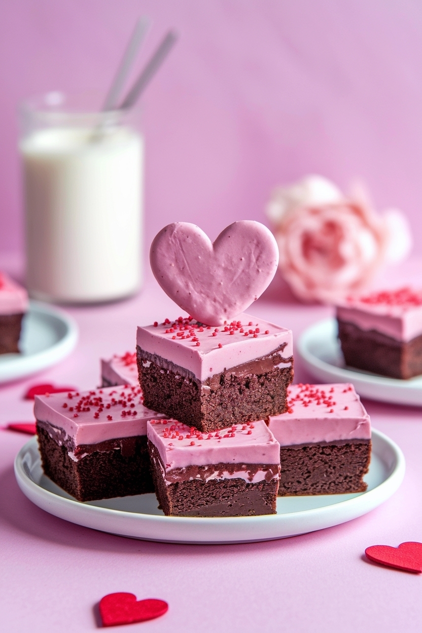 valentine brownie bites with ganache