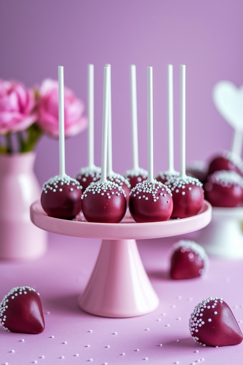 red velvet cake pops valentine