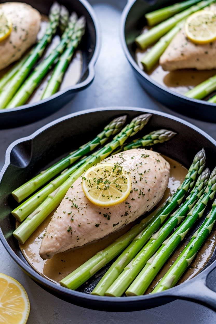 spring lemon chicken asparagus skillet