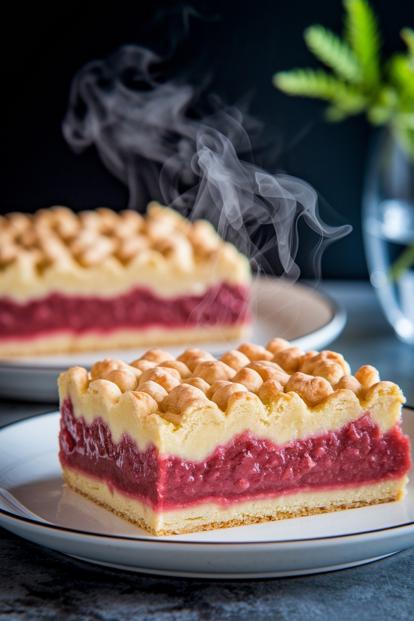 rhubarb custard bars shortbread crust