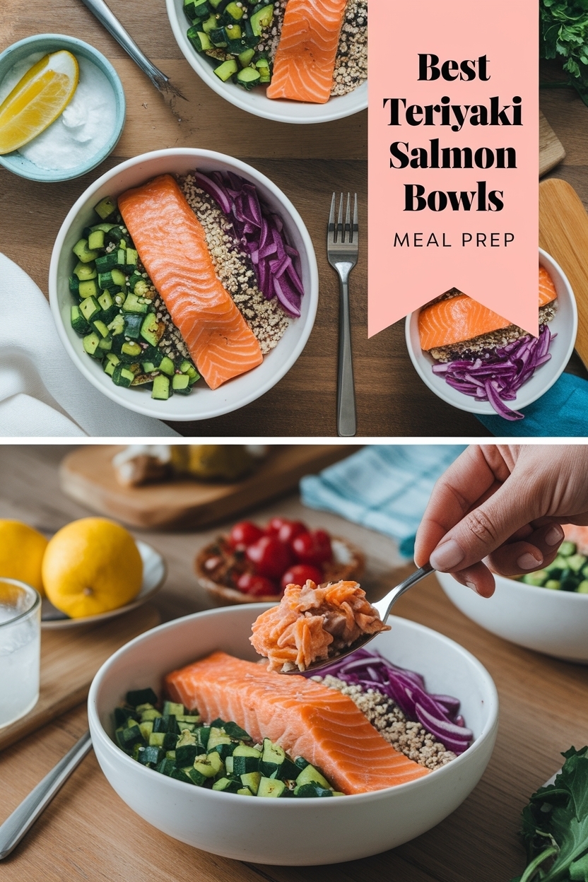 teriyaki salmon bowls meal prep