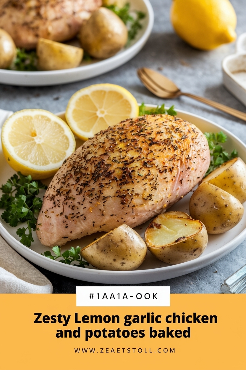 lemon garlic chicken and potatoes baked