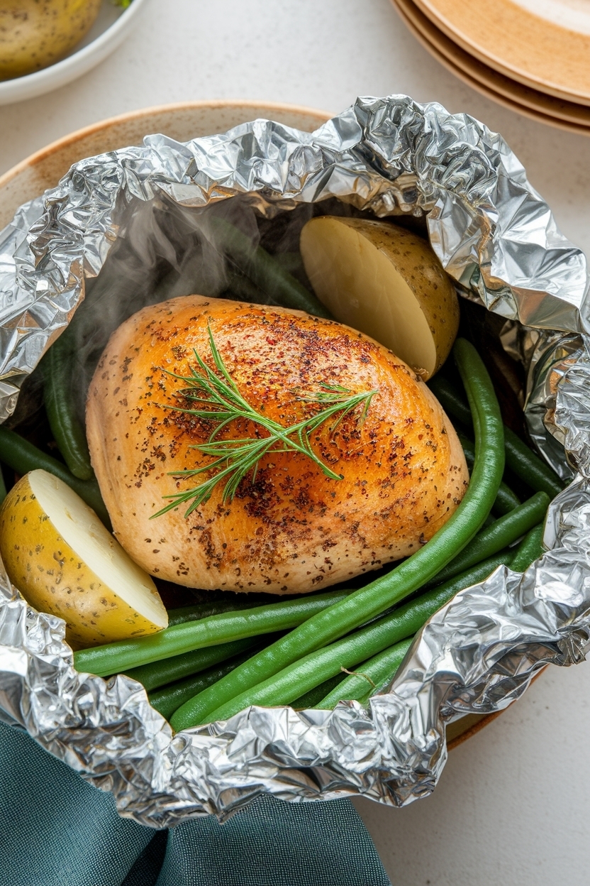 foil pack chicken potatoes green beans
