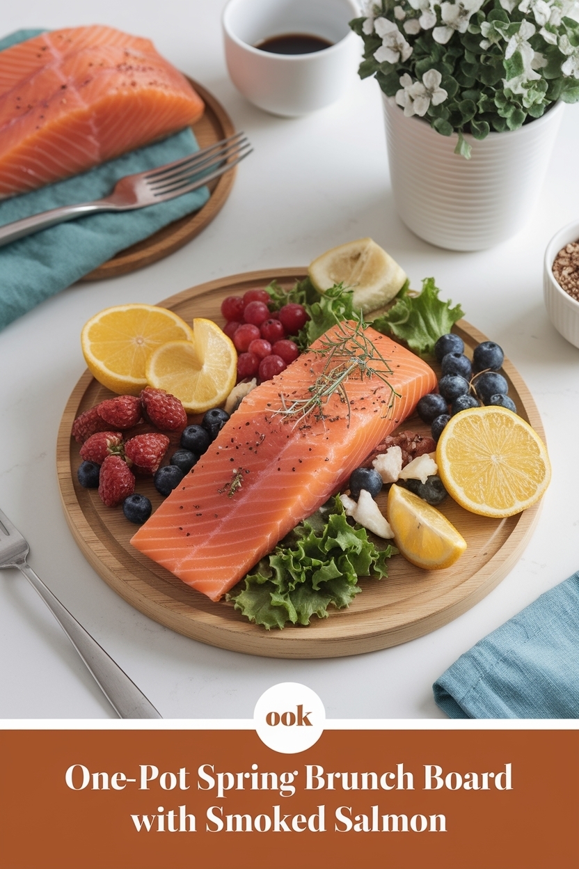 spring brunch board with smoked salmon