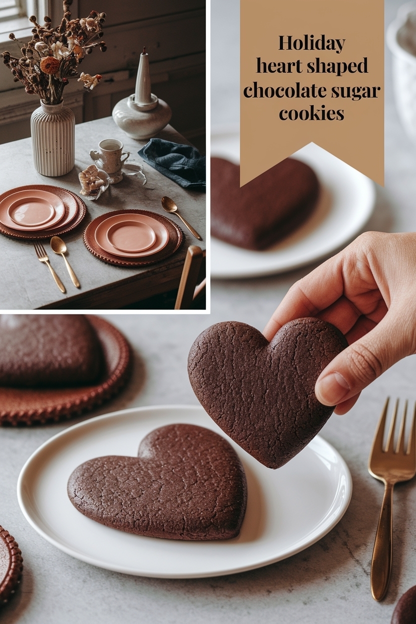 heart shaped chocolate sugar cookies