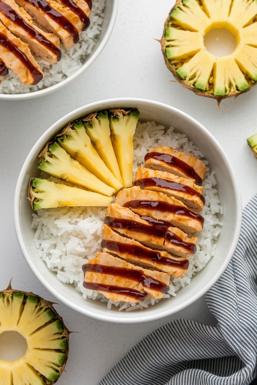 hawaiian chicken pineapple bowls teriyaki