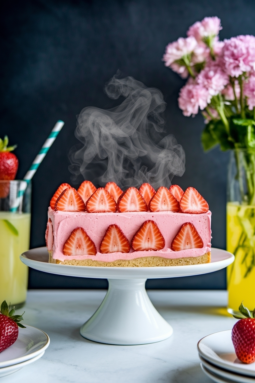 strawberry lemonade sheet cake spring
